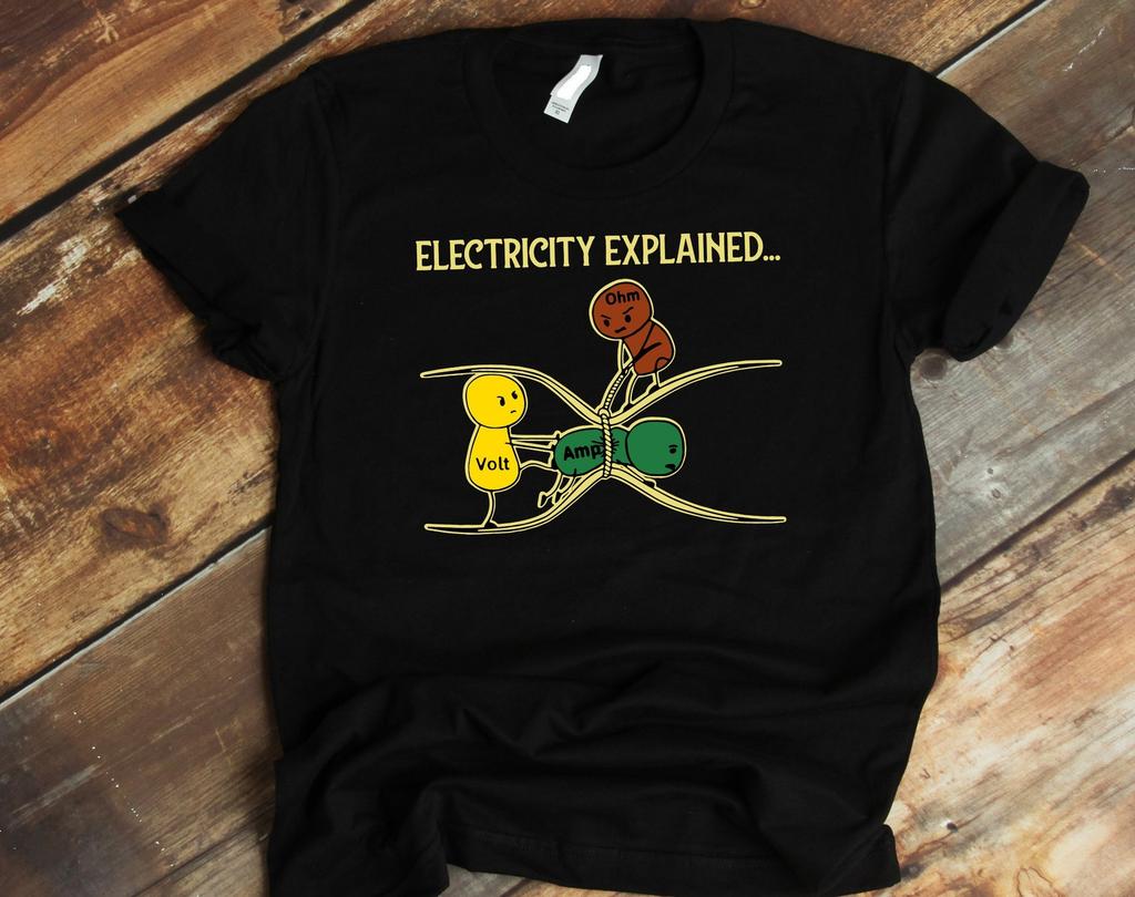 Strom erklärt T-Shirt, Elektriker T-Shirt Geschenk, Ohmsches Gesetz Spannung Ampere Widerstand Elektrotechnik T-Shirt, Strom Geschenk