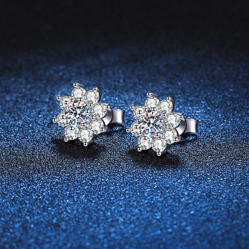 0.3-0.5ct Moissanite Earrings for Women Lab Grown Diamond Ear Studs 925 Silver Fine Jewelry Gift