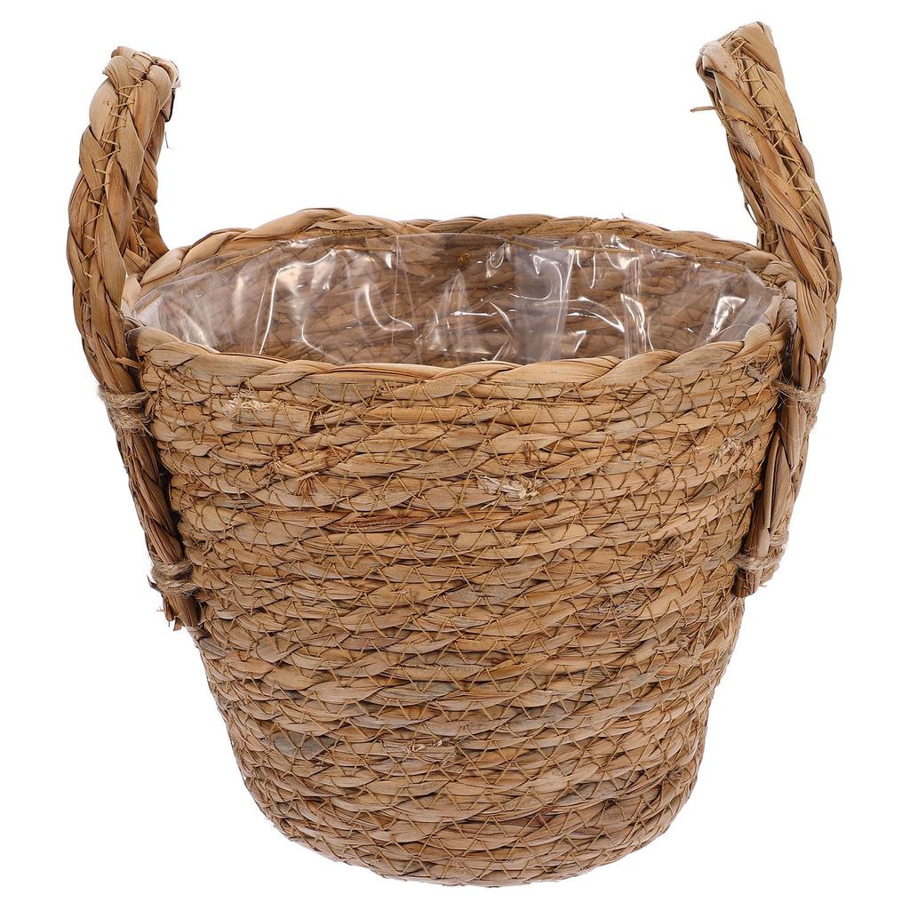 1Pcs Seaweed Straw Flowerpot 16Cm Multipurpose Indoor Planter Storage Basket Retro Boho Flower Vase for Faux Flowers and