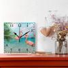 Wall Clock Flamingo Beach Decorative Haning Clock Silent Non Ticking Square Clock for Living Room Kitchen Bedroom