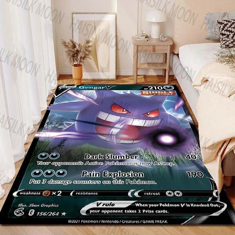 Cartoon Gengar Pokémon Card Printing Carpet for Living Room Bedroom Kid's Room Home Decor Area Rug Sofa Play Mat Gift Potdemiel
