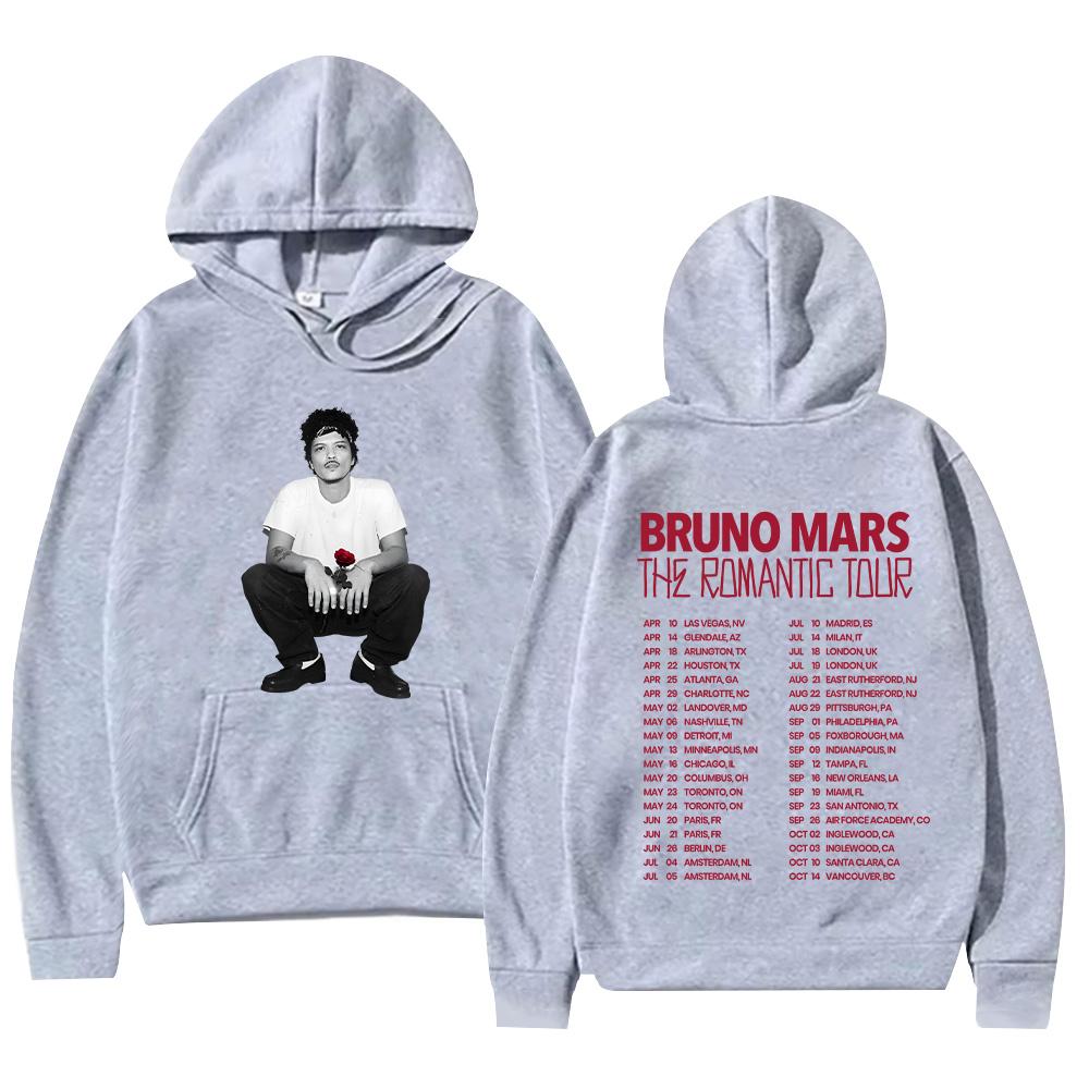 The Romantic Rose Hoodies Bruno Mars The Romantic Tour Sweatshirt Retro Graphic Clothing Fashion Women Men Casual Y2K Pullover couple matching outfits XS серый 1730₽