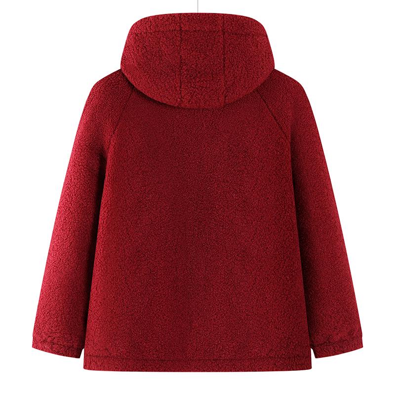 2025 Winter Stylish Versatile Hooded Lambswool Jacket – Warm, Loose-Fitting Cotton Coat