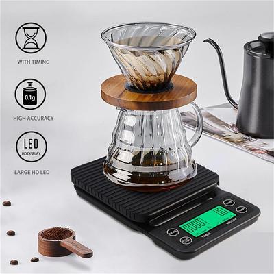 Svart 3kg/0,1g Kaffe Digital Köksvåg med Timer för Pour Over och Bakning