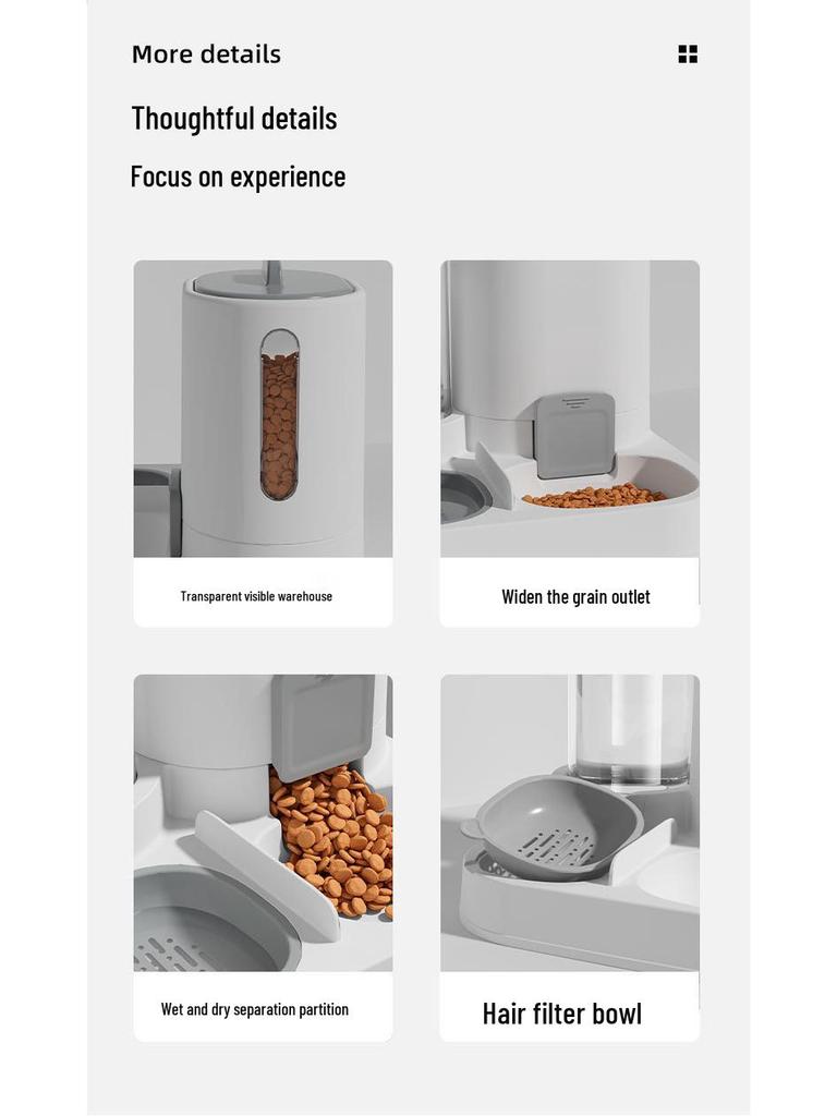 Automatic Cat Feeder & Water Dispenser - Large Capacity, 2-in-1 Pet Feeding Solution