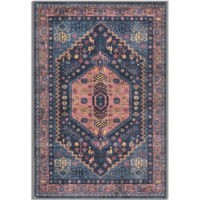 

Ковер для гостиной в винтажном персидском стиле, машинная стирка, противоскользящий коврик, мягкие ковры для спальни, прикроватные, с геометрическим принтом 50x80cm