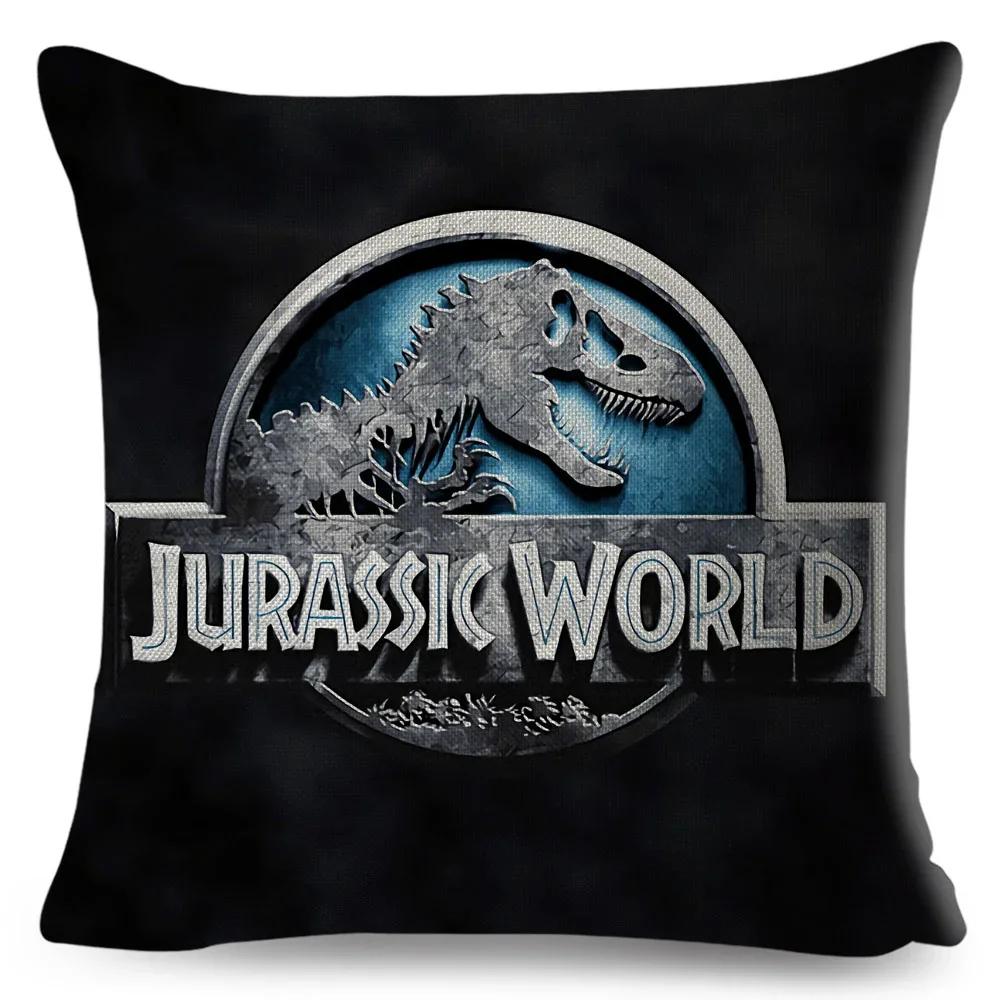 style Jurassic Park Logo Cushion Cover for Sofa Home Children Room Decor Dinosaur Print Pillowcase Polyester Pillow Case,(1)