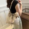 Trendy Solid Color Large-Capacity Drawstring Crossbody Shoulder Bag for Women