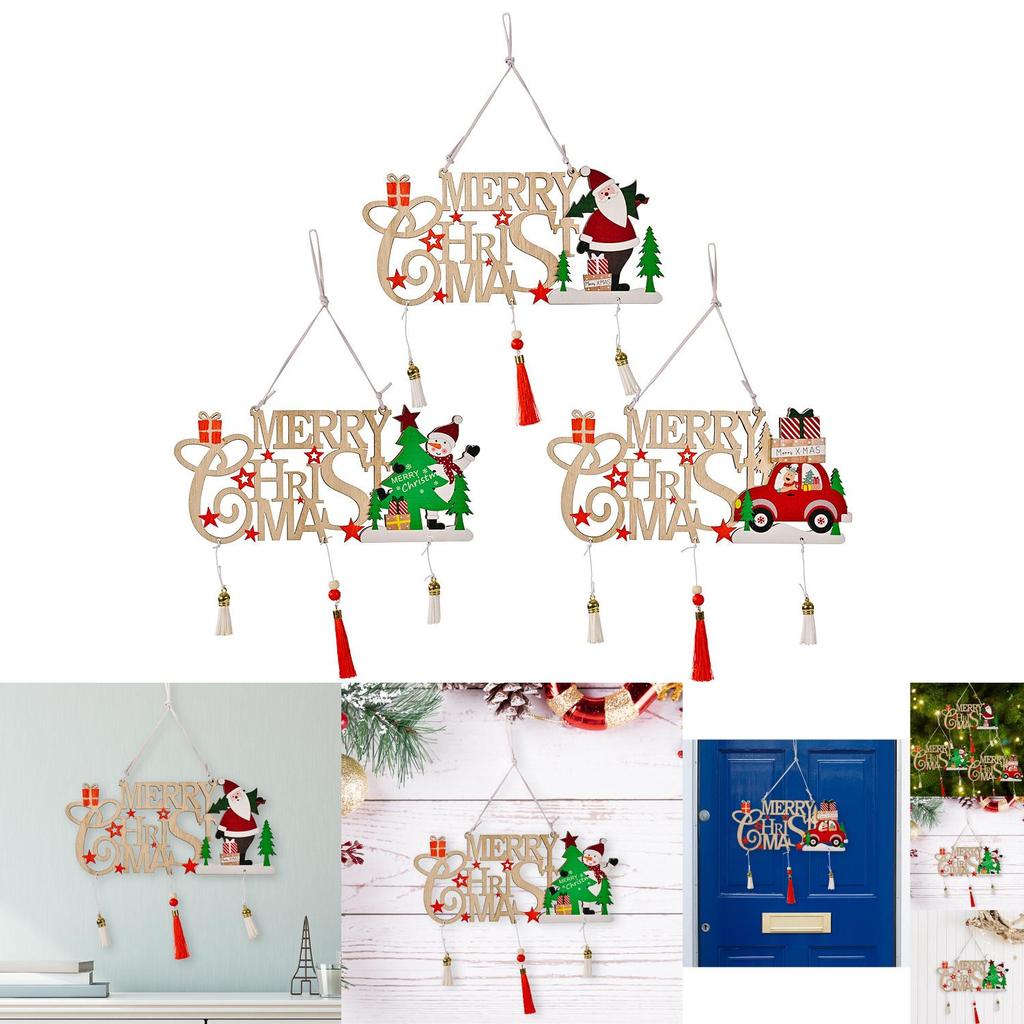 Stunning Wood Christmas Tree Hanging Ornament Merry Christmas With Elegant Design