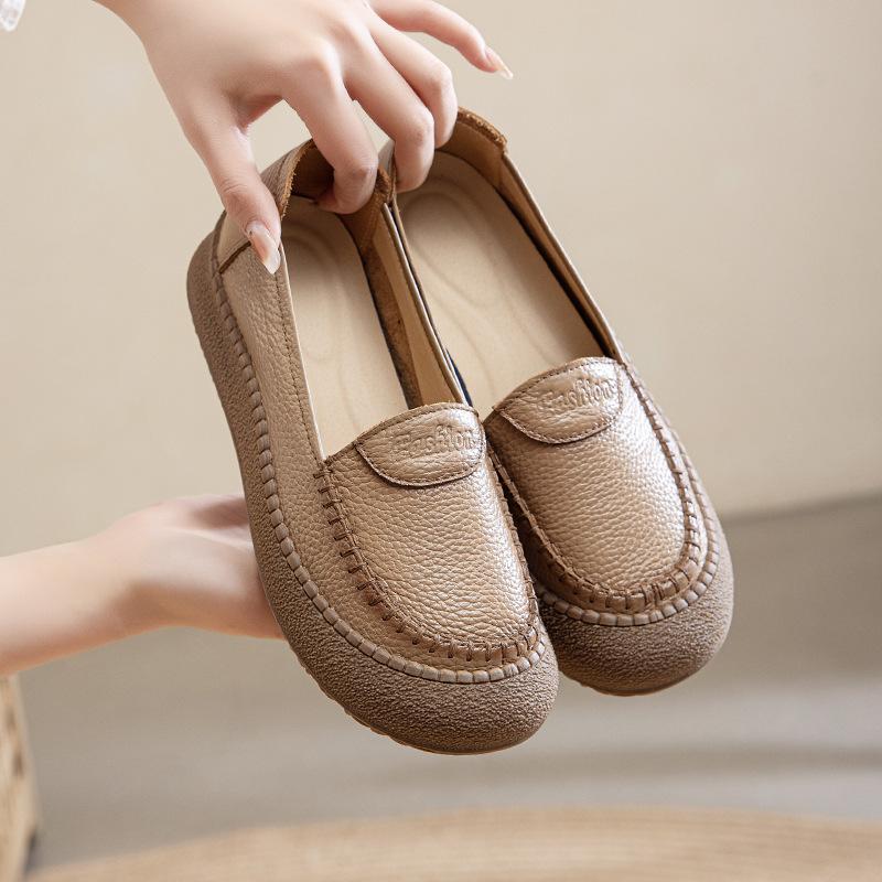 Genuine leather beef tendon soft-soled women's shoes, mother pedals, new soft leather shoes, comfortable and super soft single shoes