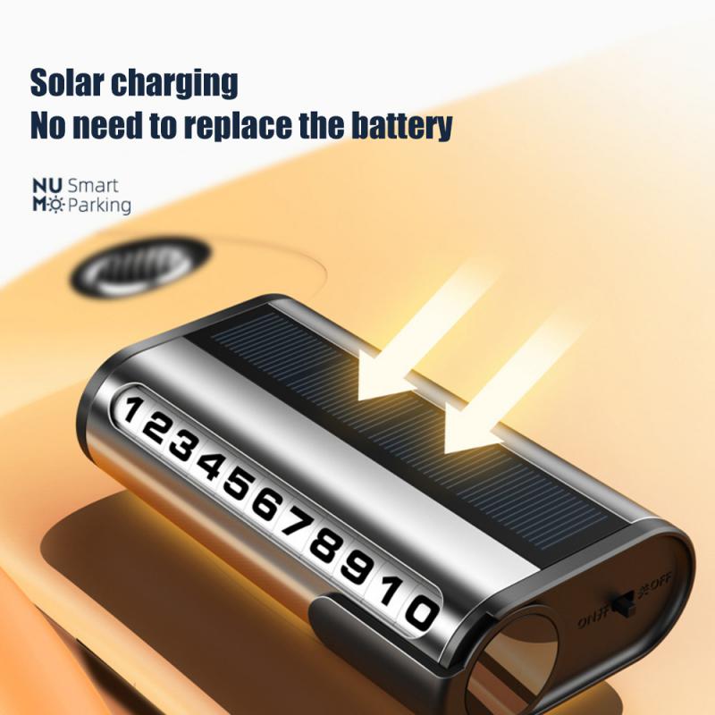 1~10 SZT Samochodowa Tablica z Numerem Parkowania Luminous Auto Karta Parkingowa Ładowanie Solarne Tymczasowy Postój Karta z Numerem Telefonu Do Dekoracji Samochodu