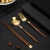 4PCS/Set with Box Portable Tableware Set Stainless Steel Fork Spoon and Chopsticks Set Travel