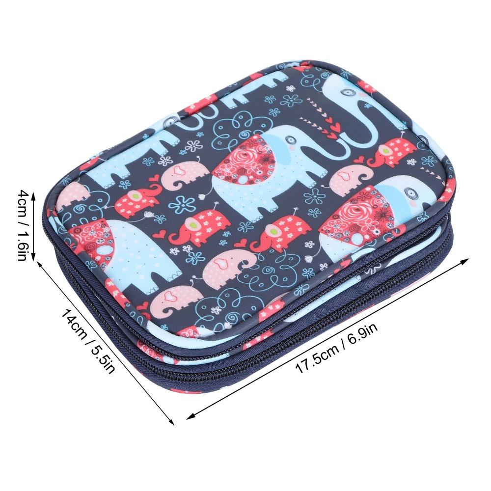 Portable Double-Sided Zipper Crochet Bag Handmade Oxford Cloth Storage Organizer Bag Crochet Hook Case Knitting Accessories