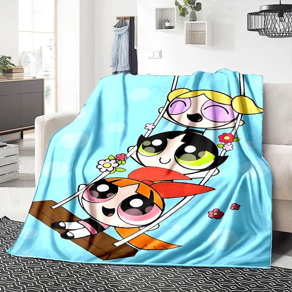 1Pc Powerpuff Girls Blanket For Couch Bed Plush Cozy Fuzzy Blanket Super Soft Warm Blankets For Fall And Winter 0918295