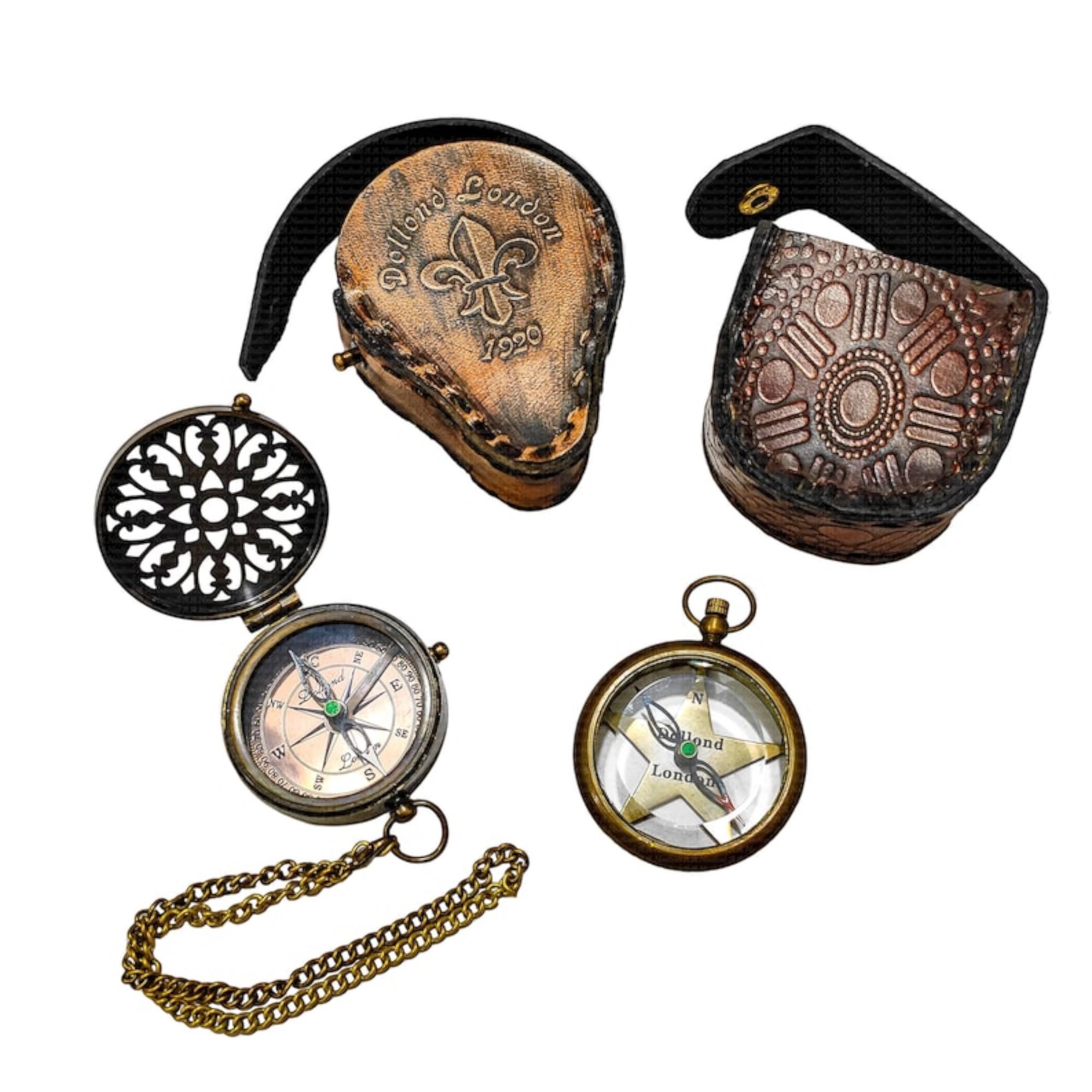 

Латунный компас в кожаной коробке. Подарки для мужчин и женщин, подарки на день рождения папе, подарки жениху, рождественские подарки, подарки на пенсию.