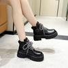 Damskie buty za kostkę, buty na grubej podeszwie podwyższające obcas, z podszewką polarową