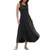 Women's Fashionable Loose-Fit Round Neck Sleeveless Asymmetric Patchwork Dress