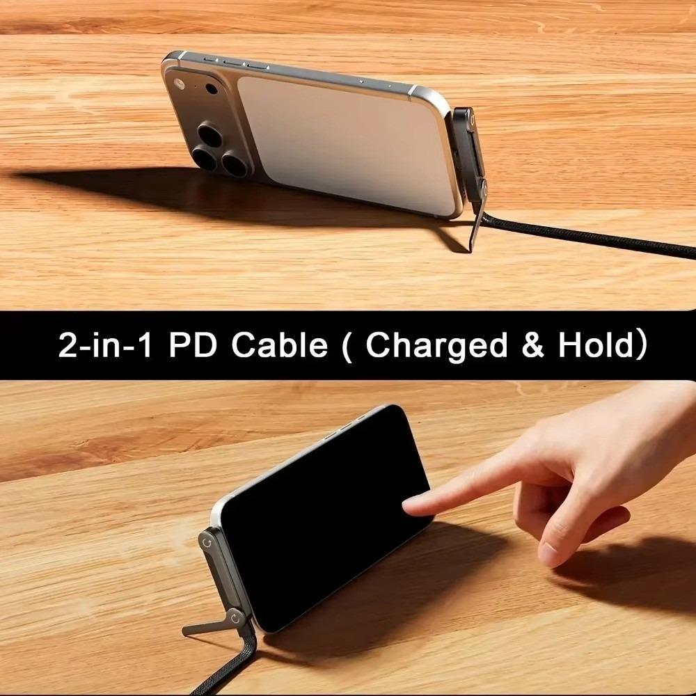 2-in-1 Design Handyhalterung Kabel Faltbare Halterung USB-C-Kabel Ladekabel Schreibtischgebrauch