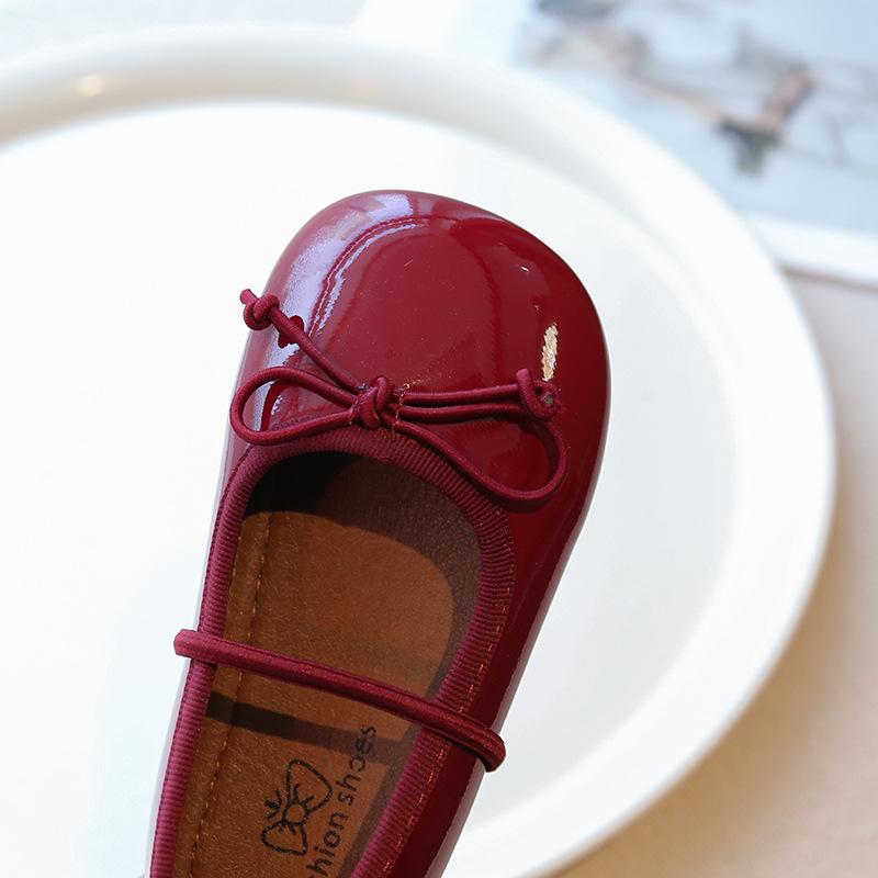 Girls' Small Leather shoes2026Spring and Autumn New Korean Style Mary Jane Slip-On Bow Ballet Soft Sole Princess Shoes