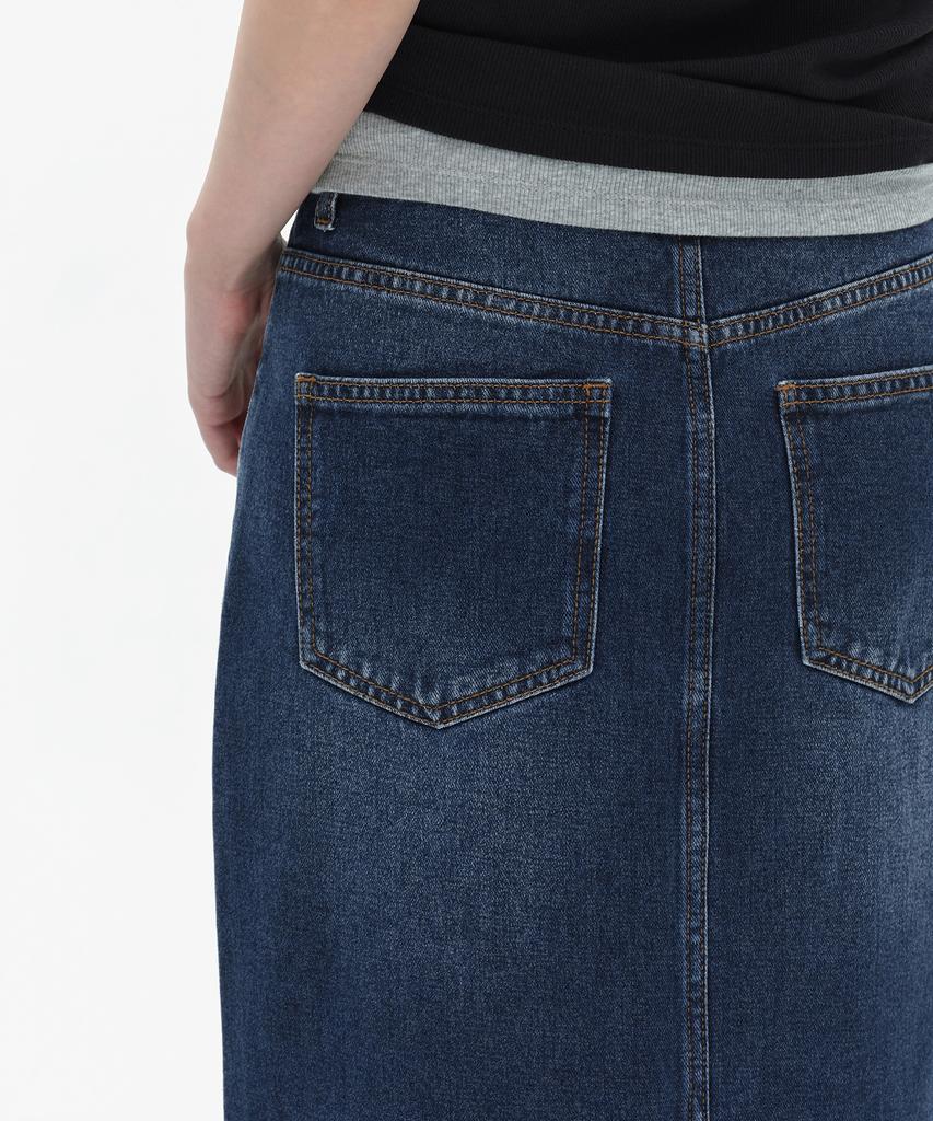 Musinsa Standard Woman Women'S Denim Maxi Skirt [Dark Blue]