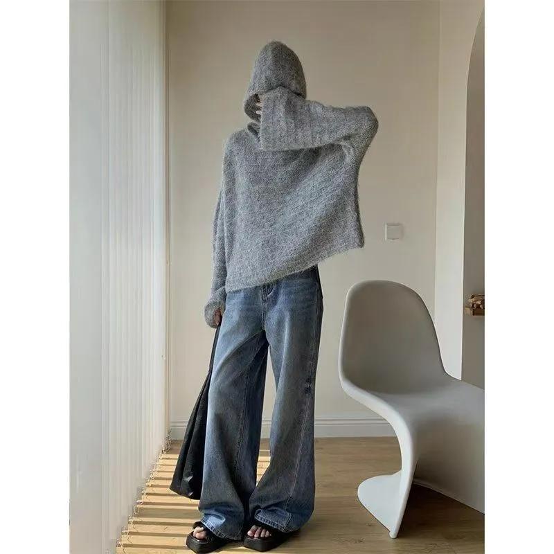 Elegant Fransk Myk Hettegenser Løs Genser Dame Høst Vinter Genser Strikket Genser Topp