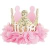 Baby Girls Sweet Flowers Sparkling Sequins Crown Number Birthday Party Headband