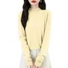 Women's Fashion Flat-Knit Half-Turtleneck Pullover Sweater Solid Color Long-Sleeve Top