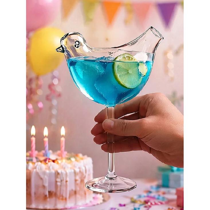 4Pcs Bird Shaped Wine Glass Multi-Purpose Unique Clear Crystal Glasses Lovely Birds Drinking Bottle for Party Wedding Home Decor