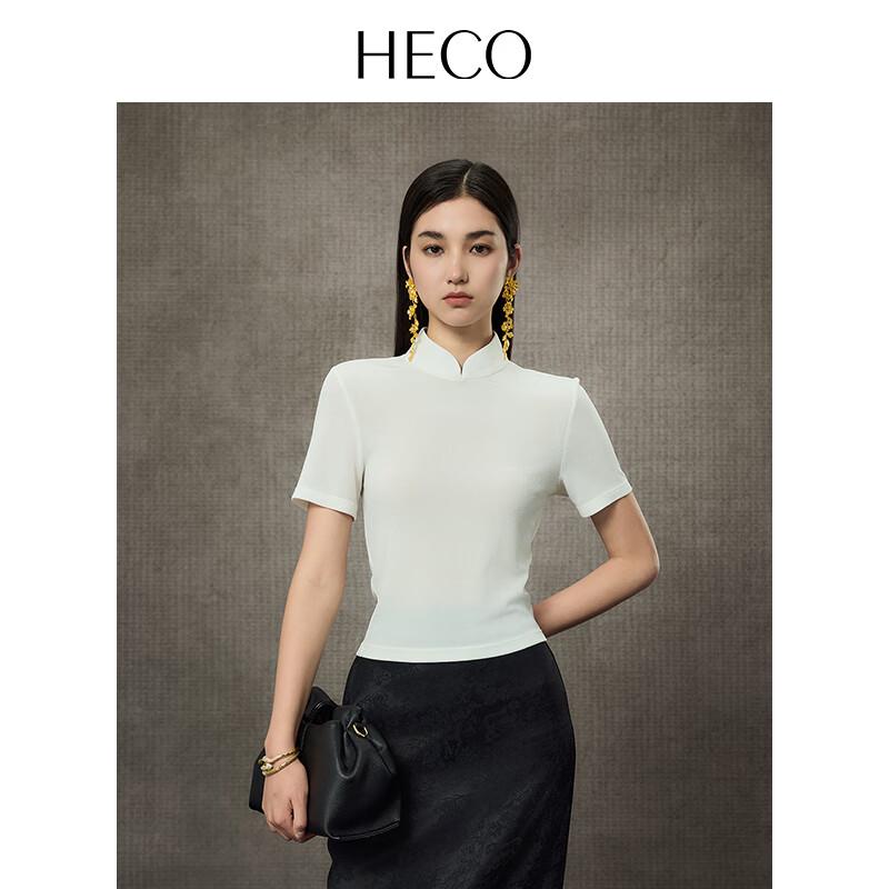 HECO New Chinese Style Disc Button Acetate Knit Short-Sleeve T-Shirt