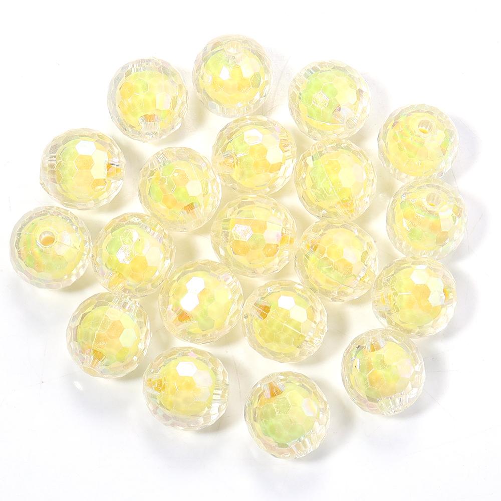 20pcs/lot 16mm AB Colored Faceted Beads Loose Spacer Acrylic Ball Beads For DIY Charms Bracelet Keychains Jewelry Accessories