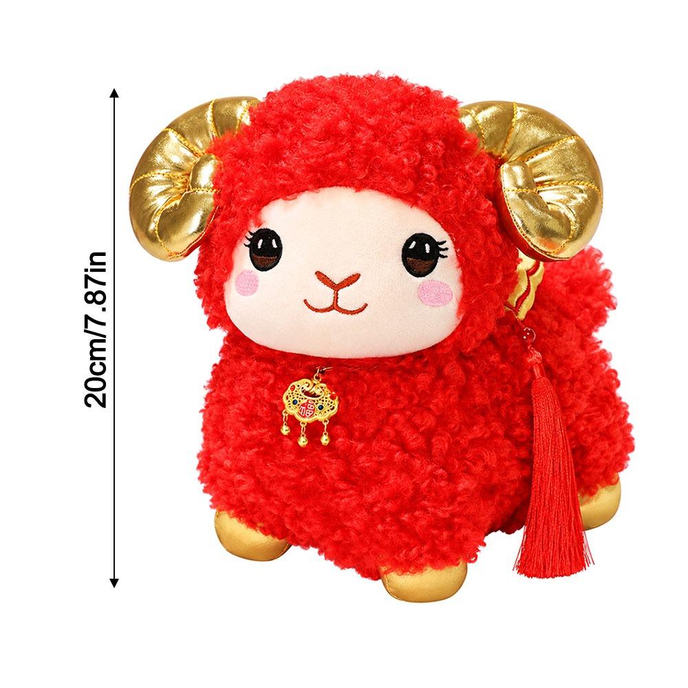 Chinese New Year Goat Stuffed Animal Golden Horns Zodiac Year of Sheep Plush Doll Home Decor
