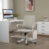 Office Chair Ergonomic Desk Chair with Armrest, Height-Adjustable Swivel Chair with Tilt Function, Linen Look, Padded Computer Chair, Beige+White