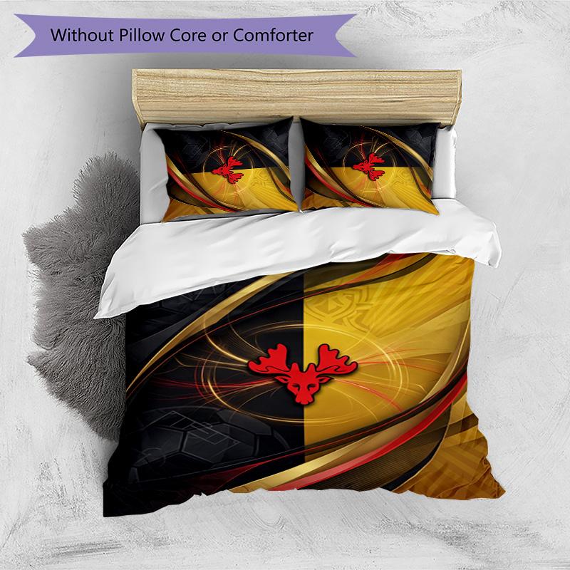 Watford Football Printed 3 Pieces Bedding Set, Comfortable Skin Friendly Bedroom Duvet Cover Set