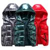 Women Winter Vest Solid Color Hooded Warm Elastic Hem Pockets Bright Color Quilted Vest Waistcoat
