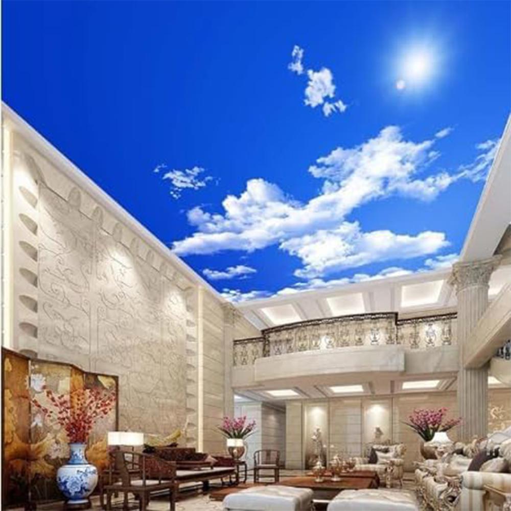 

3d Sky Wallpaper Blue Sky Murals White Clouds Ceiling Wall Mural Living Room Ceiling Mural Decoration 200 cm(W) x 140 cm(H)