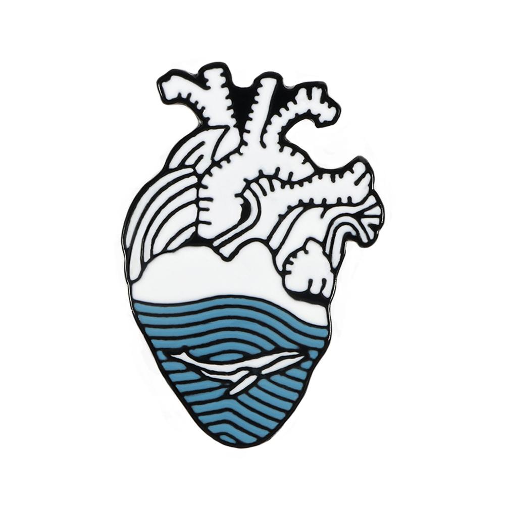 Fashion Body Organs Enamel Brooch Heart Brain Lung Lapel Pins Art Design Ocean Flowers Symbol Love Badge Bag Denim Jewelry Gifts