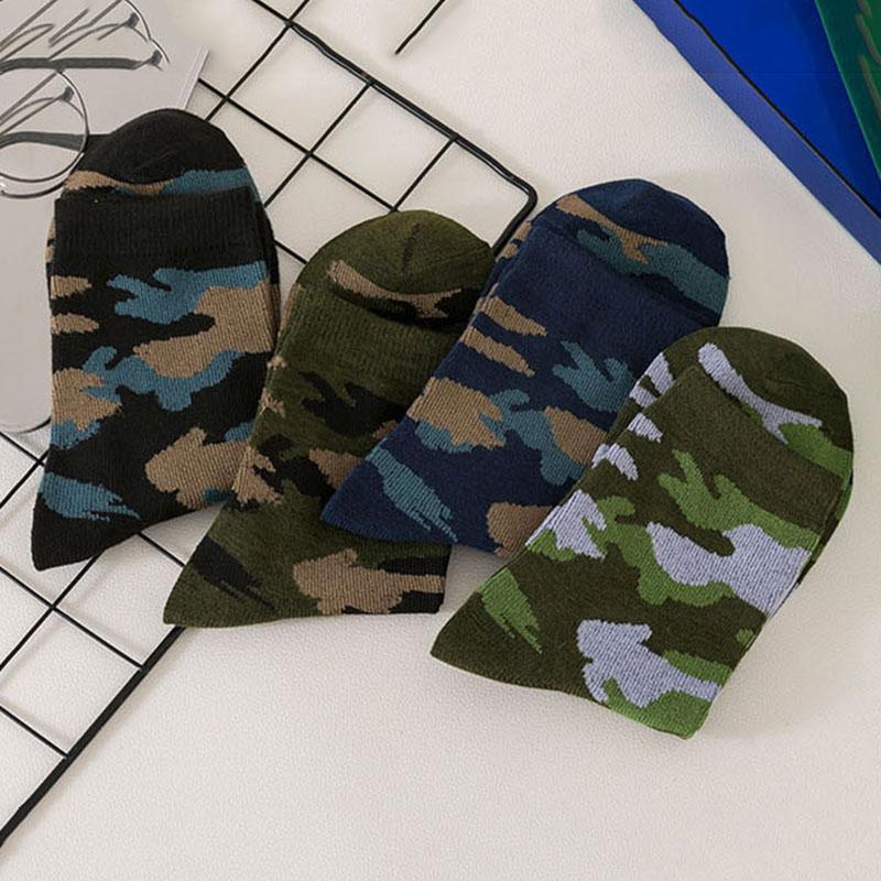 5 Paar Frühling und Herbst Herren Hochwertige Mittelrohrsocken Camouflage Armeegrün Bequem Warm Verdickte Baumwolle Meias EU 38-44