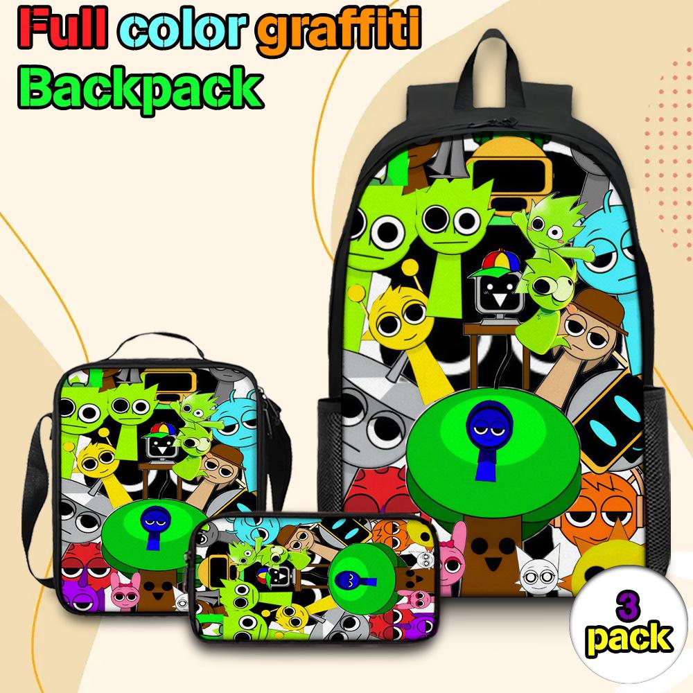 Sprunki Rhythm Box Backpack Primary School Third and Fourth Grades Lightweight Student School Bag L