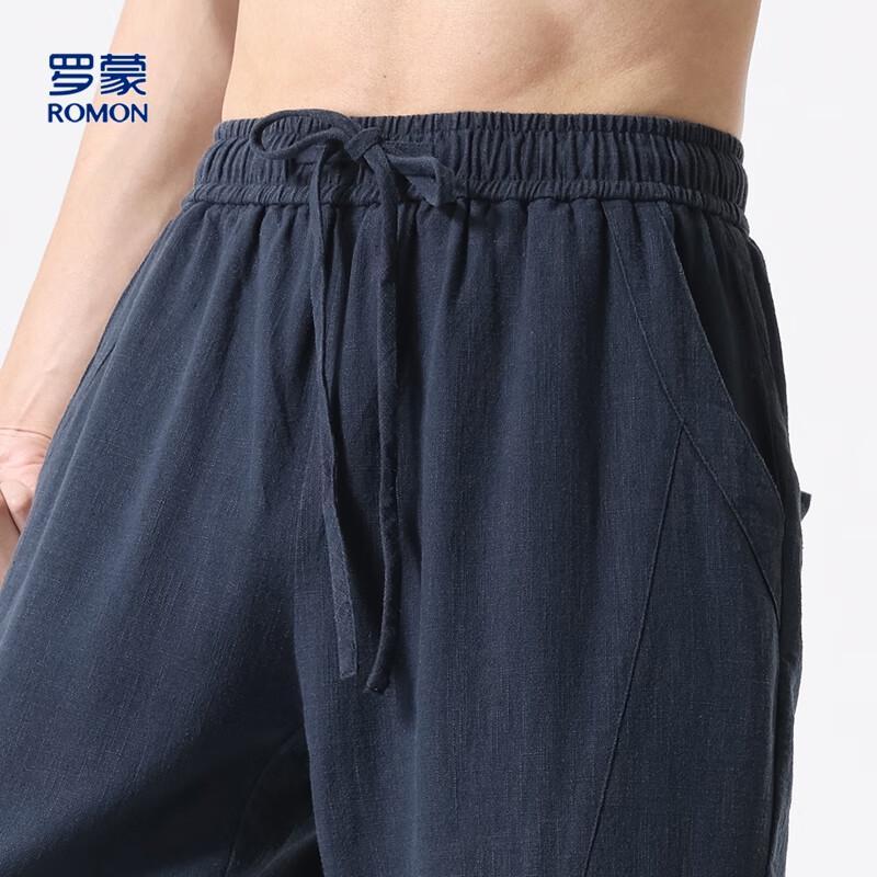 Luomeng Men's Ramie-Cotton Straight-Leg Summer Pants