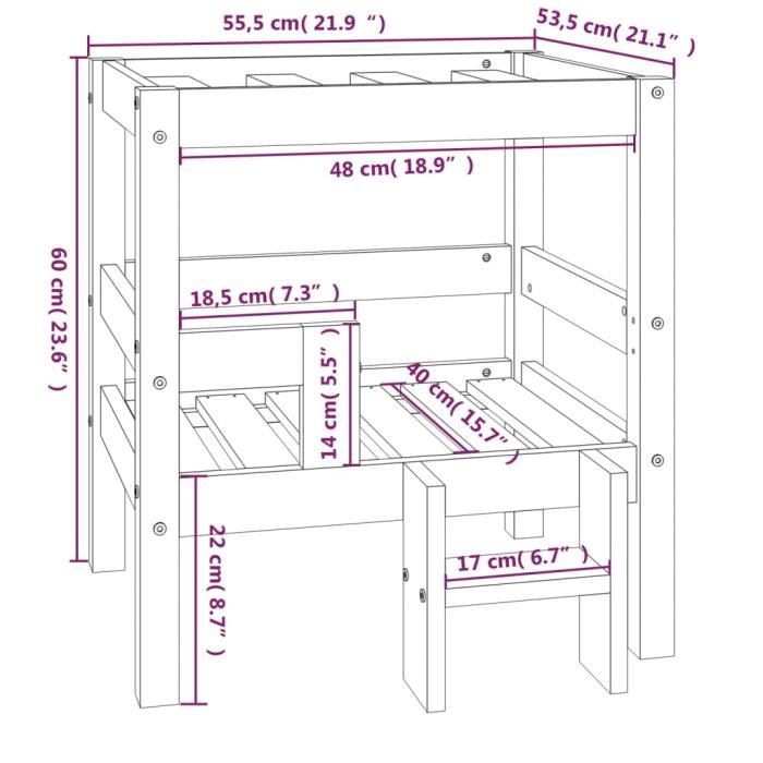 822368 vidaXL Dog Bed White 55.5x53.5x60 Cm Solid Pine Wood