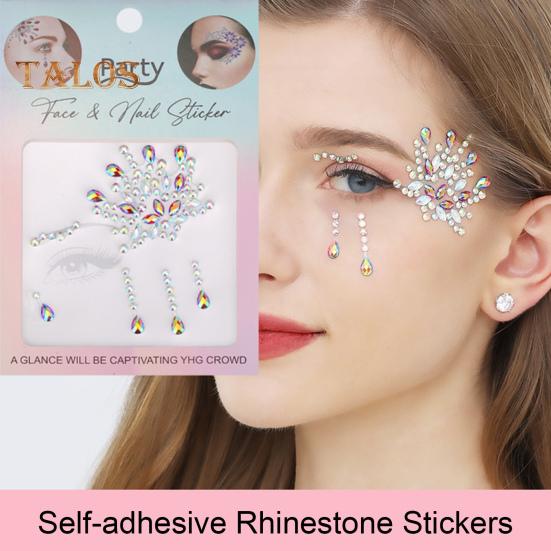 Pegatinas para ojos y cara para mujer, autoadhesivas, con diamantes de imitación, para maquillaje, tatuajes, uñas, decoraciones para fiestas de Halloween