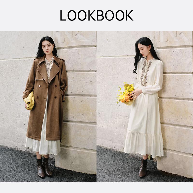 Xiangying Women's Ethnic Embroidered Tie-Neck Dress