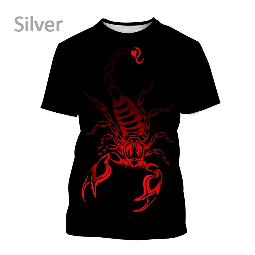 Men New Scorpion 3D Men's Printed T-shirt Fashion Personality Carnivore Unisex Casual Round Neck Animal Short-sleeved