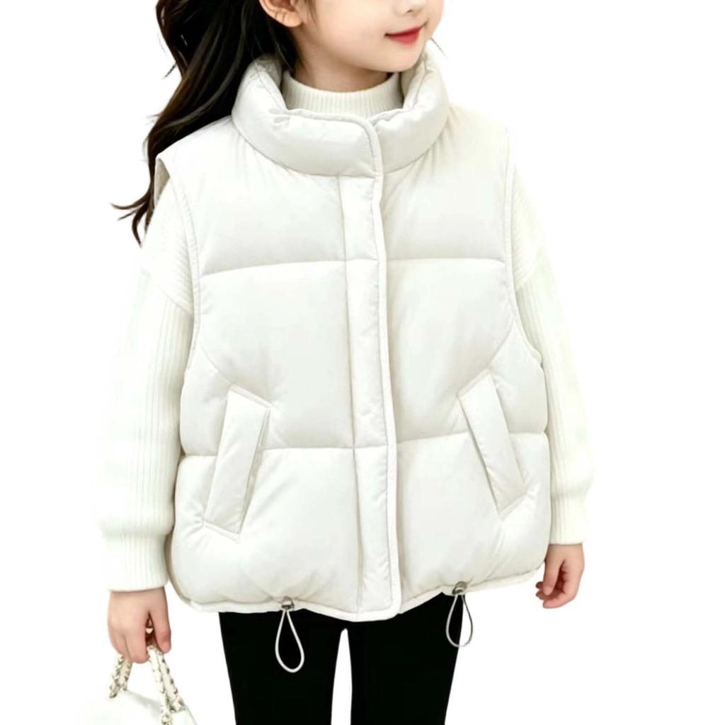 Children's Candy Color Sleeveless Vest with Warm Wide Shoulder Design for Outdoor Wear