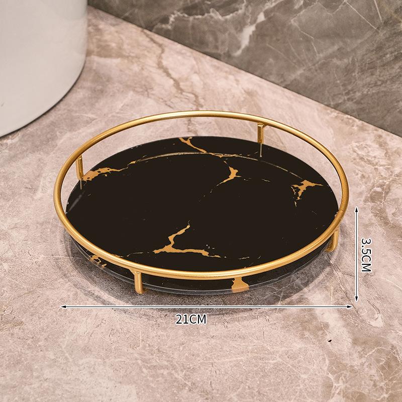 Estante de Baño Lavabo Escritorio Lujosa Bandeja para Cosméticos Simple Base Transparente Apto para Húmedo Pequeño Hogar Individual Estable Ligero Frío Real Lateral