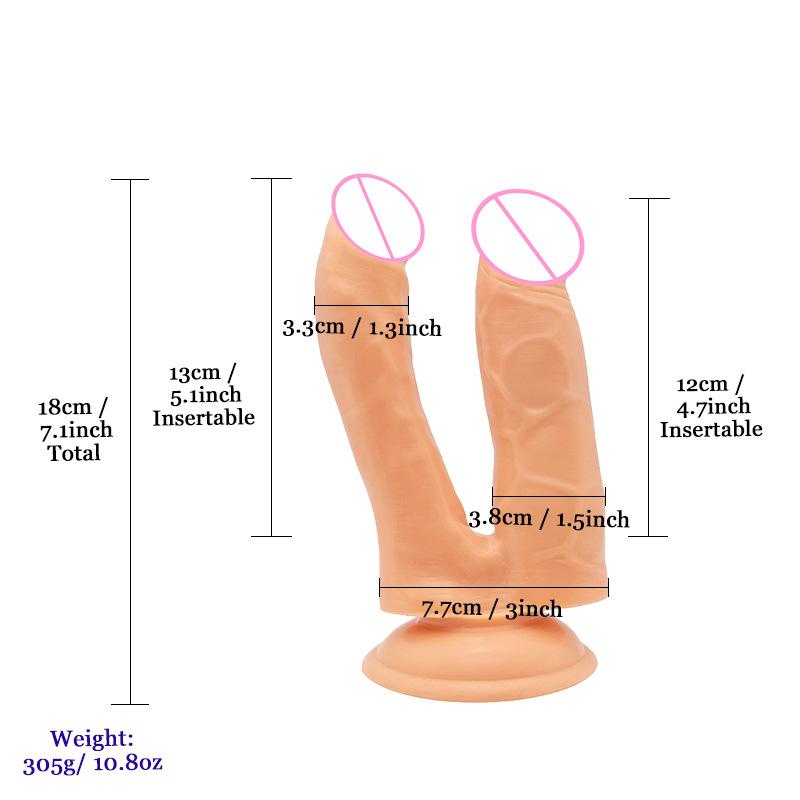Dildo Feminino em Forma de U Cabeça Dupla Pênis Falso Pequeno Masturbador Feminino Cristal Colorido Produtos Eróticos