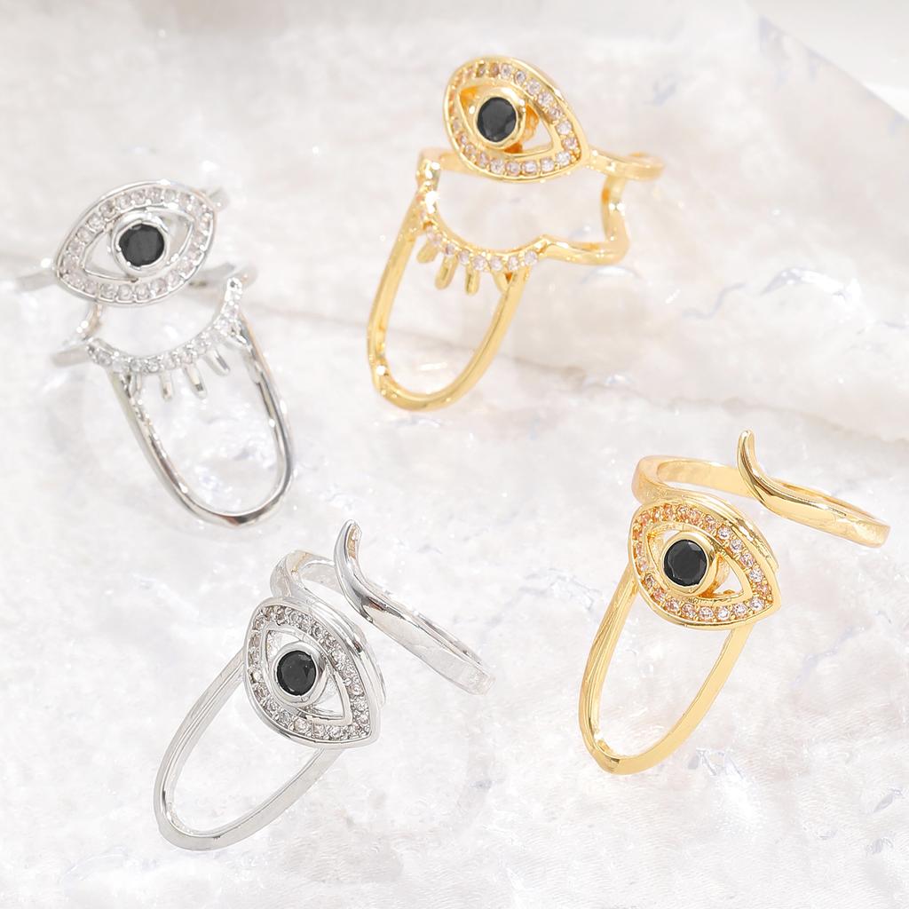 Metallic Evil Eye Nail Ring Women Trendy Opening Adjustable Nail Ring Stylish Personality Fashion Party Daily Wear Jewelry Gifts