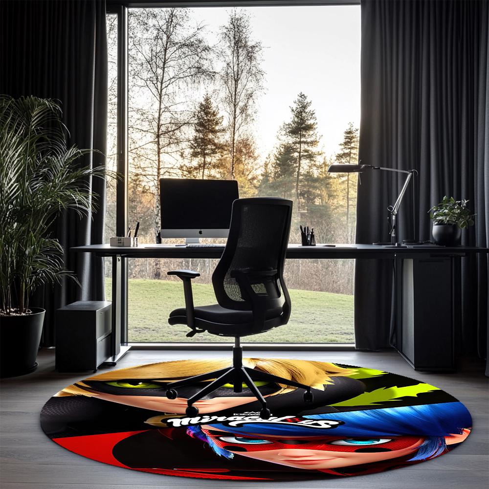Ladybug Printed Round Rug Carpet Chair Rug Area Rug Entryway Doormats,for Office Chair Living Room Bedroom Kitchen Room.