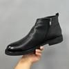 Winter cowhide velvet men's shoes 2025 new Martin boots cotton shoes high-top Chelsea men's velvet thermal leather shoes