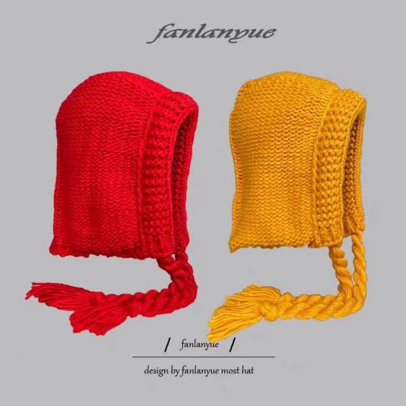New Red Bomb Cap Korean Version of The Autumn and Winter Christmas Thickened Knitted Women's Cap Retro Cute Outdoor Warm Beanies